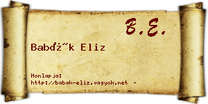 Babák Eliz névjegykártya